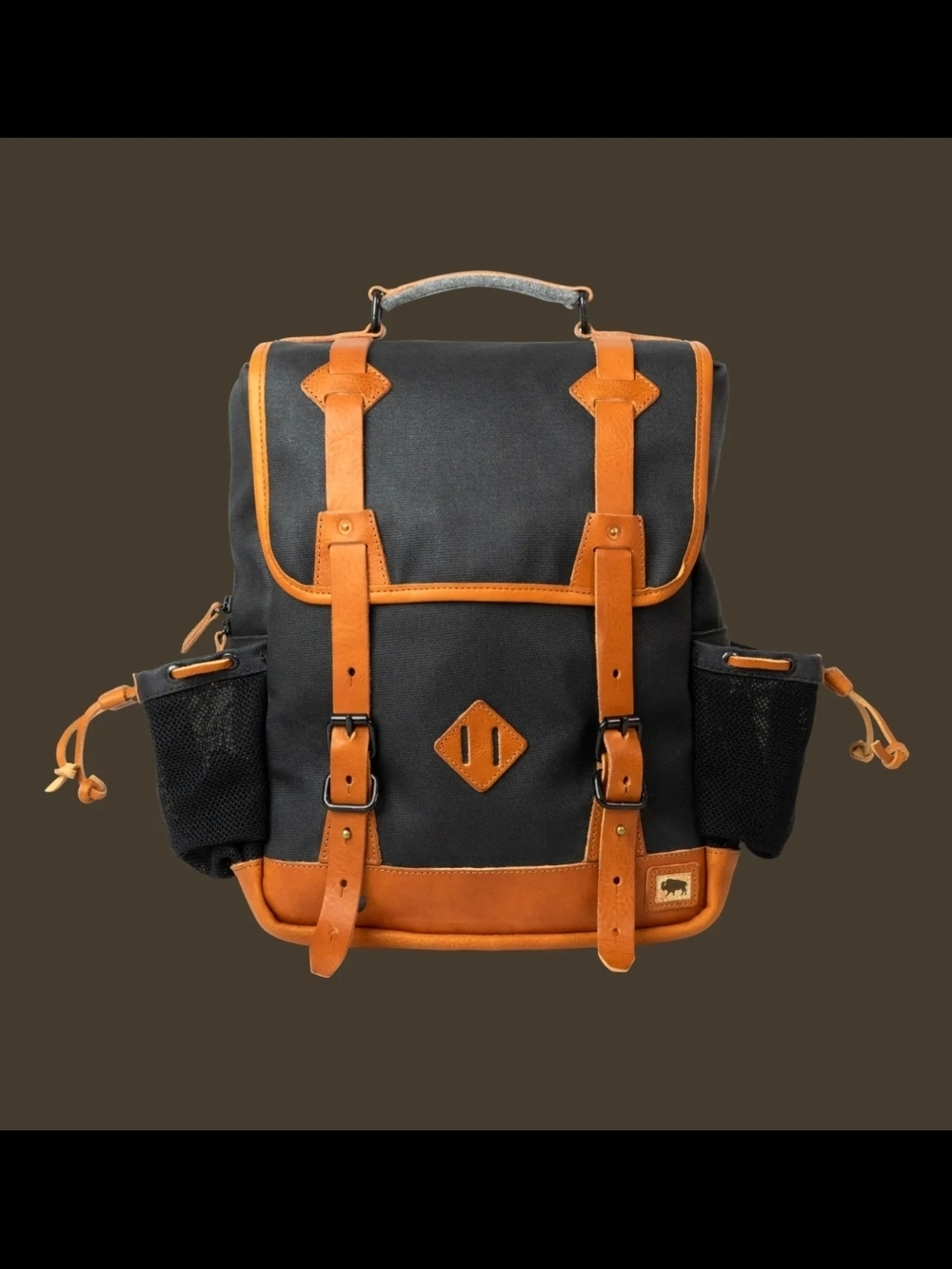 Buffalo Jackson Navy Canvas and Leather-Trim Backpack - Classic Utility